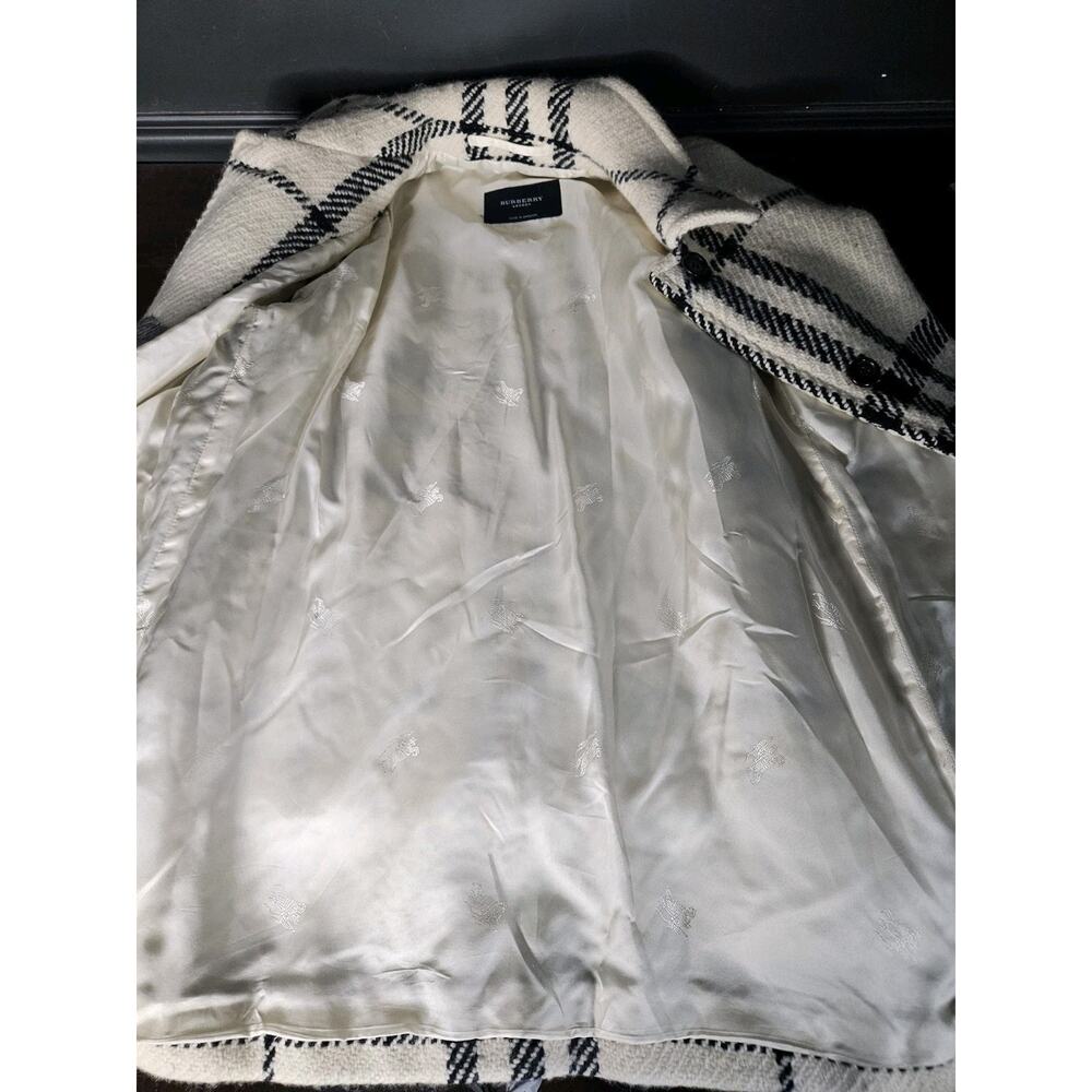 Burberry White Cream Ivory Black Plaid London England Coat Womens Size 6 - Picture 5 of 11